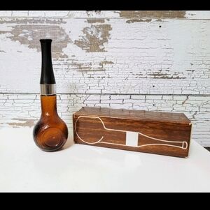 Avon Amber Vase with Black Top